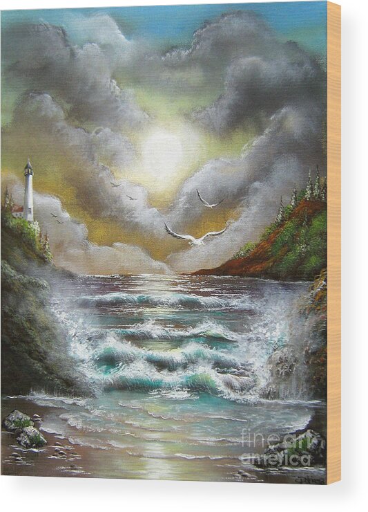Seascape Wood Print featuring the painting Follow the Wind by Bella Apollonia
