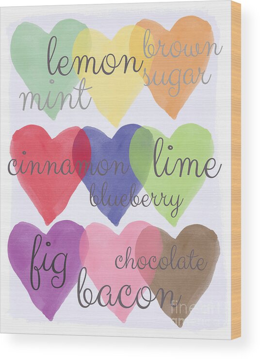 Love Wood Print featuring the painting Foodie Love by Linda Woods