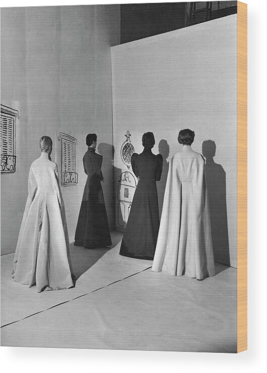 Charles James Wood Print featuring the photograph Four Models Wearing Charles James Coats by Cecil Beaton