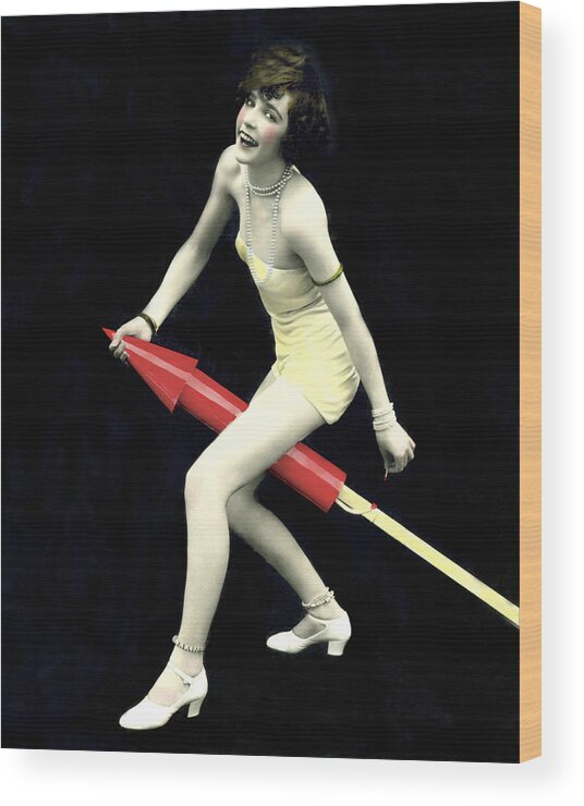 1035-457 Wood Print featuring the photograph Fourth Of July Rocket Girl by Underwood Archives