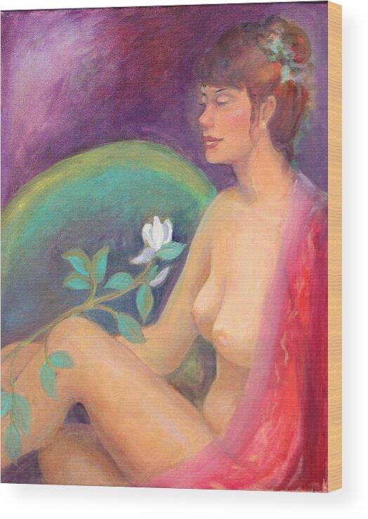 Figure Pose Wood Print featuring the painting Fragrance of a Dream by Gwen Carroll