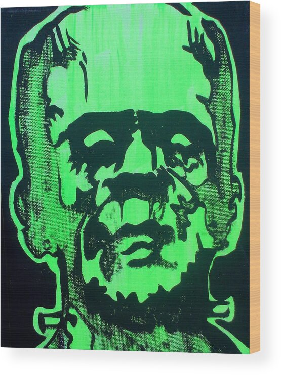 Frank Wood Print featuring the painting Frankenstein by Marisela Mungia