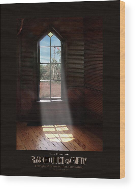 Historic Wood Print featuring the photograph Frankford Church - Let The Sun Shine In POSTER w Windmill by Robert J Sadler