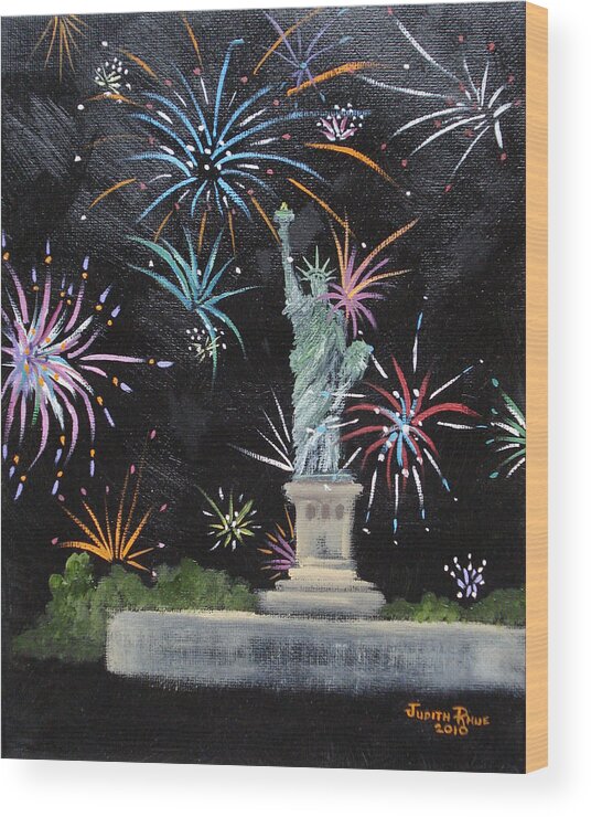 Statue Of Liberty Wood Print featuring the painting Freedom by Judith Rhue