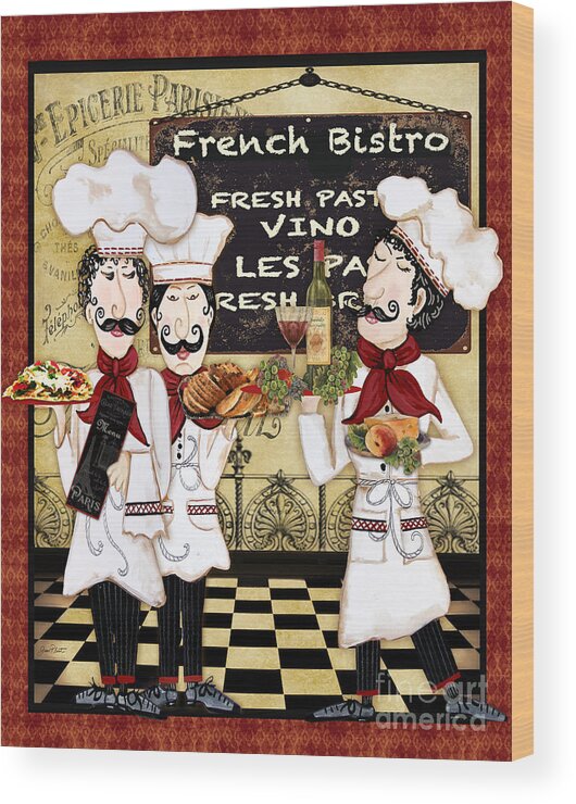 French Wood Print featuring the painting French Chefs-Bistro by Jean Plout