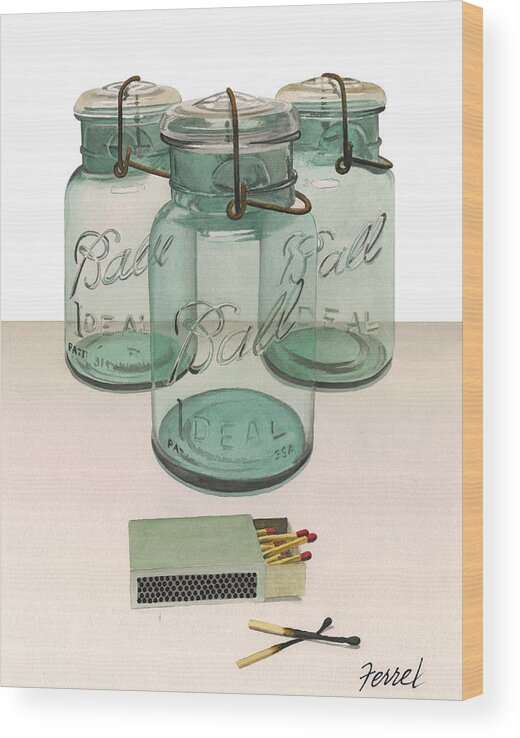 Ball Jars Wood Print featuring the photograph FULL COUNT 3 Balls 2 Strikes by Ferrel Cordle