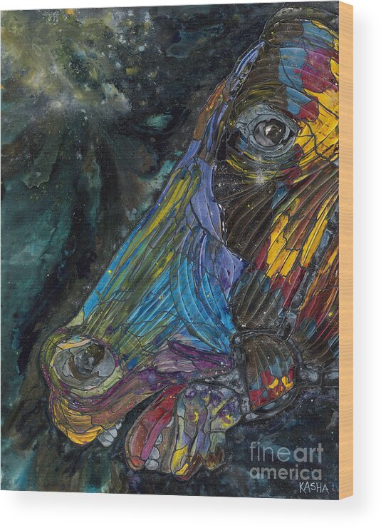 Horse Wood Print featuring the painting Fury by Kasha Ritter