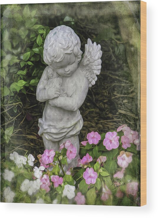 Angels Wood Print featuring the photograph Garden Angel by Betty Denise