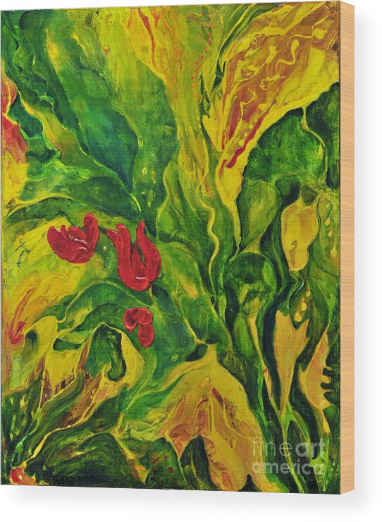 Abstract Wood Print featuring the painting GARDEN SERIES no.2 by Teresa Wegrzyn