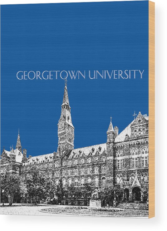 University Wood Print featuring the digital art Georgetown University - Royal Blue by DB Artist