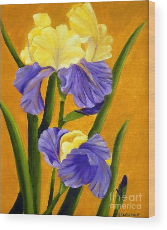 Art Wood Print featuring the painting German Bearded Iris by Shelia Kempf