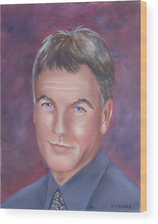 Portraits Wood Print featuring the painting Gibbs of NCIS by Kathie Camara