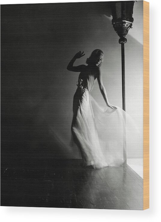 Dance Wood Print featuring the photograph Ginger Rogers Wearing An Evening Gown by Horst P. Horst