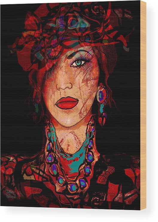 Woman Wood Print featuring the mixed media Glamor by Natalie Holland