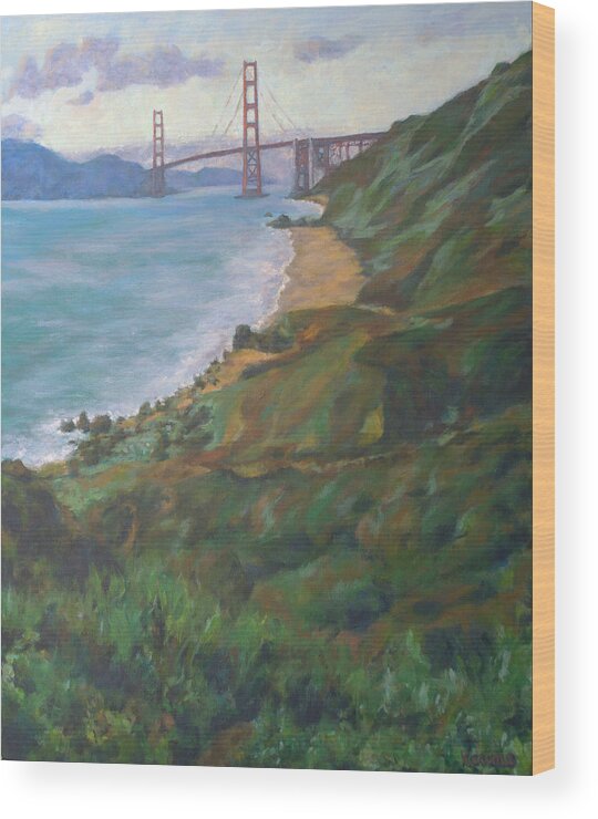 Golden Gate Bridge Wood Print featuring the painting Golden Gate Bridge by Kerima Swain