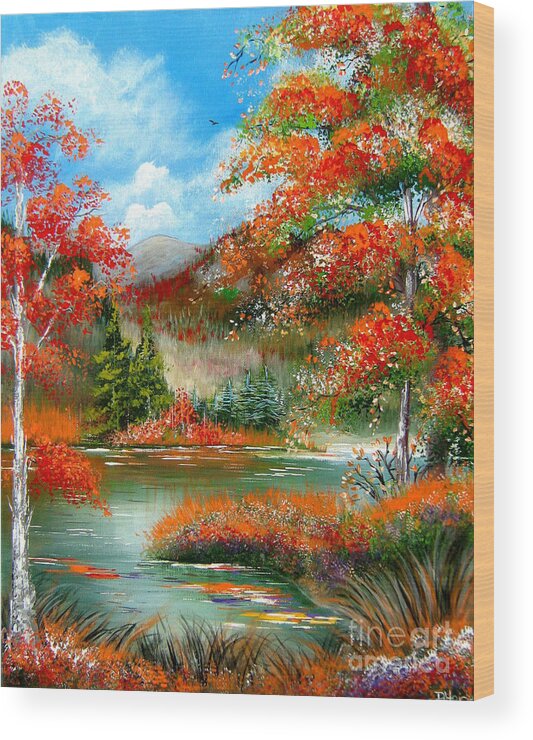 Fall Wood Print featuring the painting Happy Ever After Autumn by Bella Apollonia