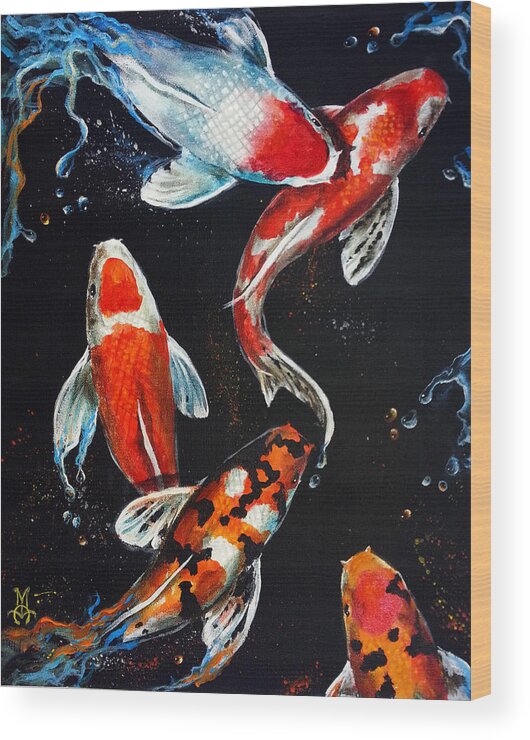 Koi Wood Print featuring the painting Harmony by Marco Aguilar