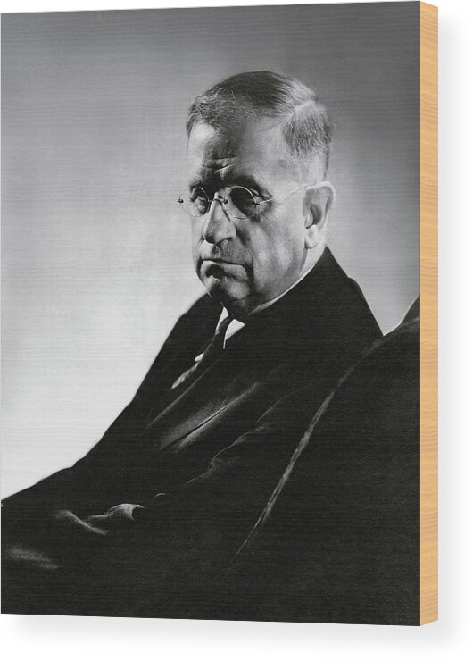 Personality Wood Print featuring the photograph Harold L. Ickes Wearing Glasses by Lusha Nelson