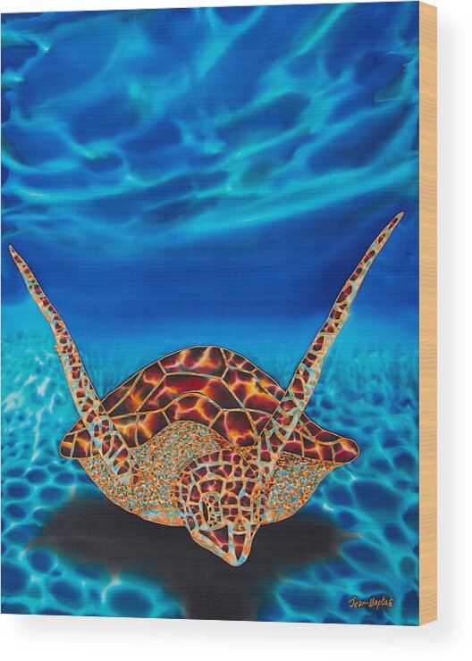 Sea Turtle Wood Print featuring the painting Hawksbill Sea Turtle II by Daniel Jean-Baptiste