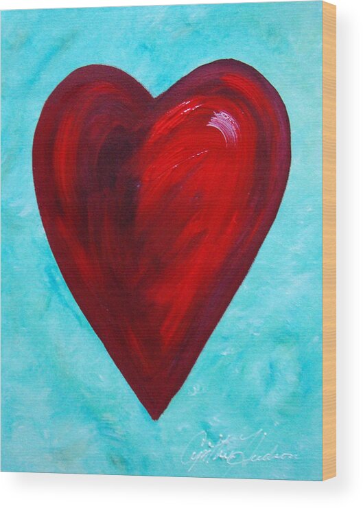 Heart Wood Print featuring the painting Heart by Cynthia Hudson