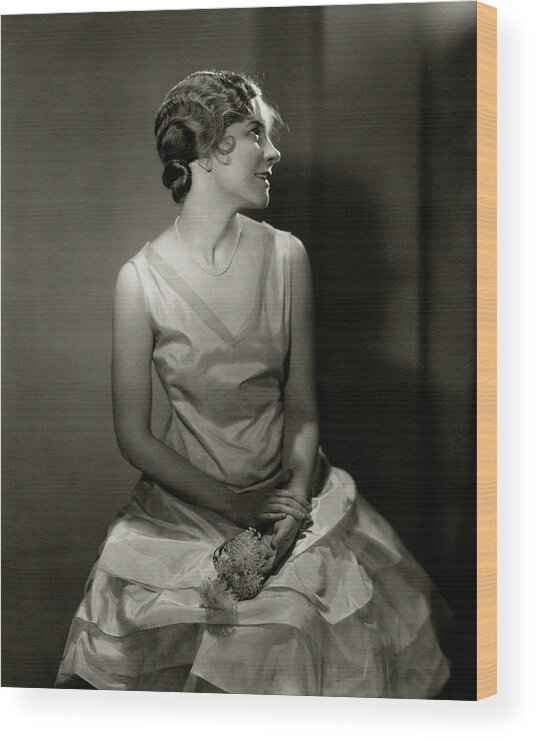 Actress Wood Print featuring the photograph Helen Hayes Wearing A Taffeta Dress by Edward Steichen