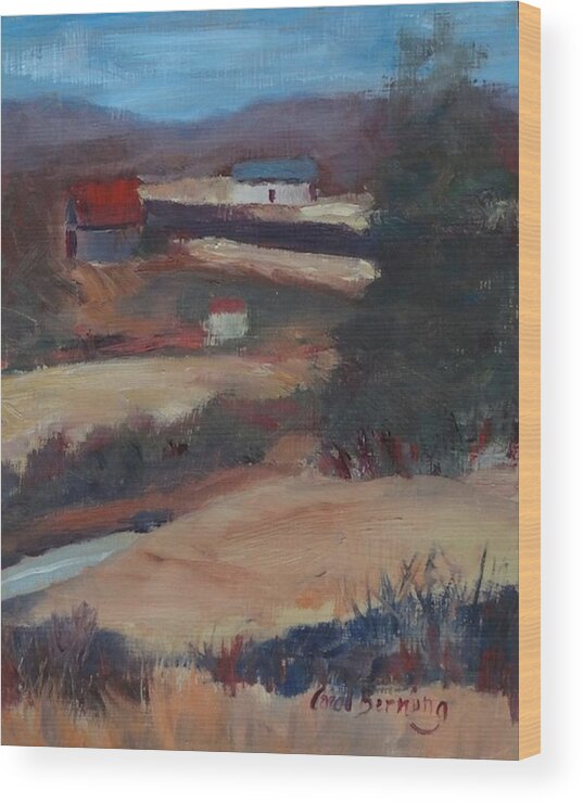 Rural Wood Print featuring the painting Herschel Hudson Plein Air by Carol Berning