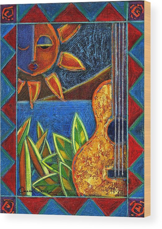Guitar Wood Print featuring the painting Hispanic Heritage by Oscar Ortiz