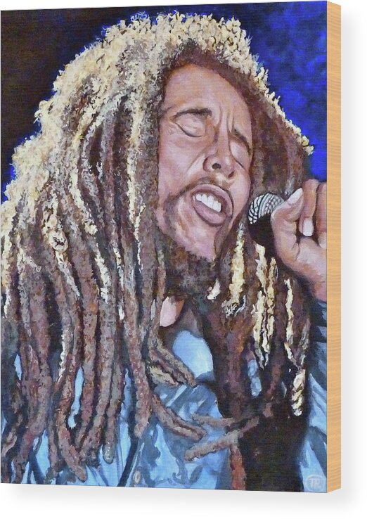 Reggae Wood Print featuring the painting Hit Me with Music by Tom Roderick
