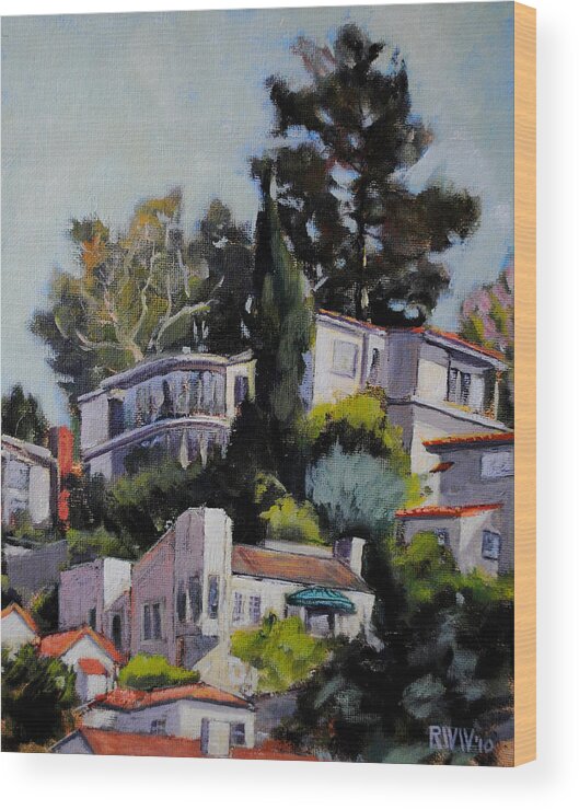 Hollywood Wood Print featuring the painting Hollywood Hills by Richard Willson