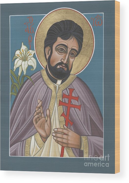 Holy New Martyr Father John Karastamatis Of Santa Cruz Wood Print featuring the painting Holy New Martyr Father John Karastamatis of Santa Cruz 216 by William Hart McNichols
