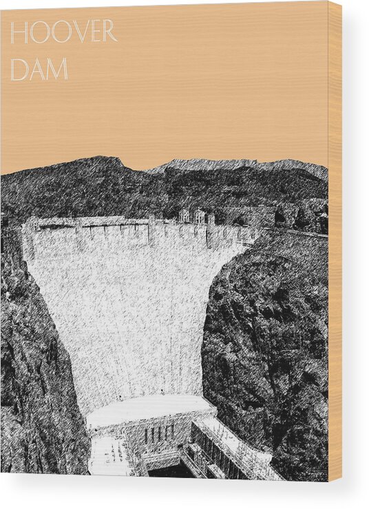 Architecture Wood Print featuring the digital art Hoover Dam - Wheat by DB Artist