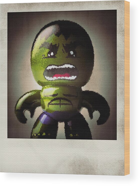 Comic Wood Print featuring the photograph Hulk Polaroid by Bradley R Youngberg
