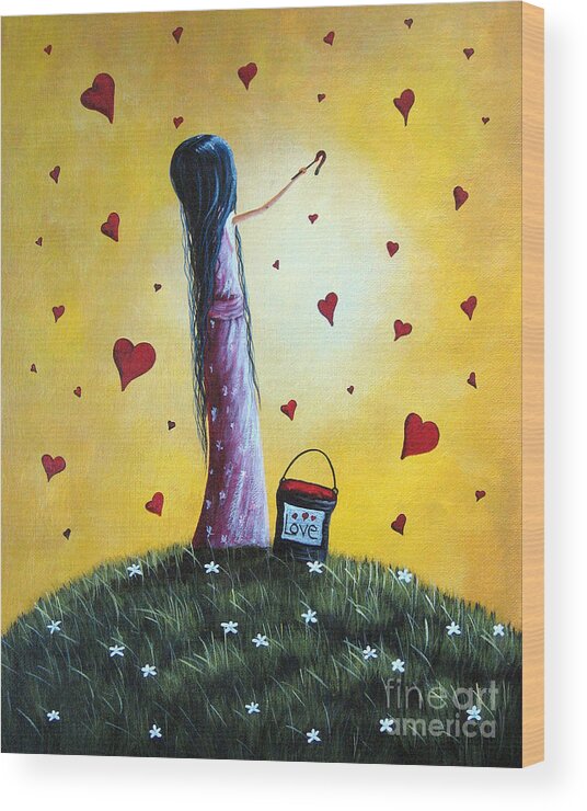 Pretty Wood Print featuring the painting I Love You by Shawna Erback by Moonlight Art Parlour