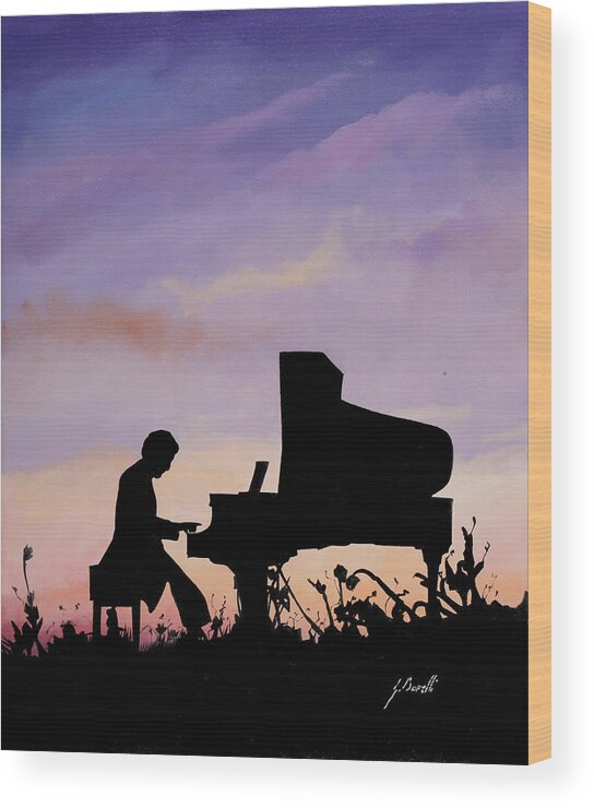 Musical Intruments Wood Print featuring the painting Il Pianista by Guido Borelli