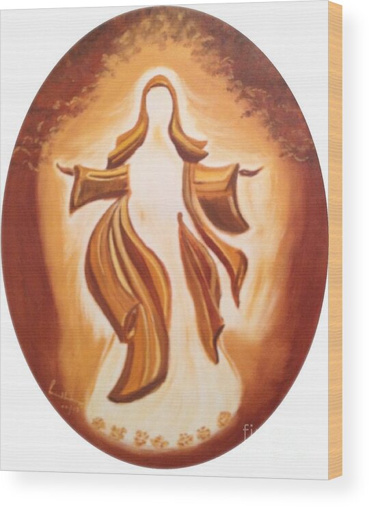 Mary Wood Print featuring the painting Immaculate Conception by Brindha Naveen
