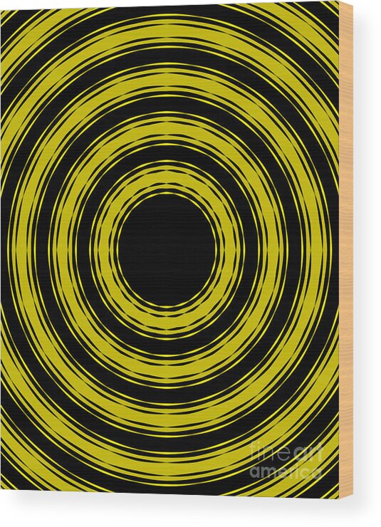 In Circles Wood Print featuring the painting In Circles- Yellow Version by Roz Abellera