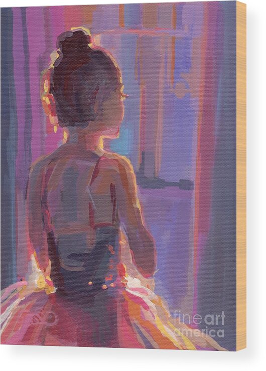 Ballet Wood Print featuring the painting In the Wings by Kimberly Santini