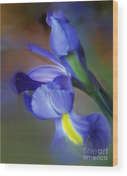 Iris Wood Print featuring the painting Iris Dream by Francine Dufour Jones