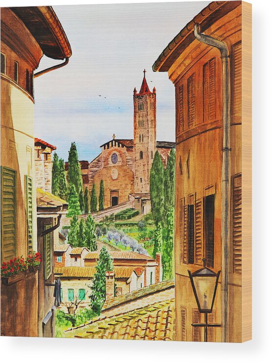 Siena Italy Wood Print featuring the painting Italy Siena by Irina Sztukowski