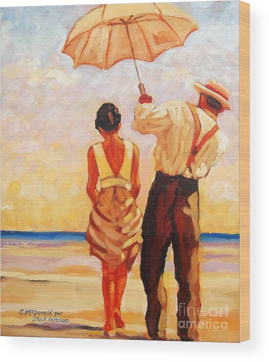 Jack Vettriano Reproduction Wood Print featuring the painting Jack Vettriano Tribute by Janet McDonald