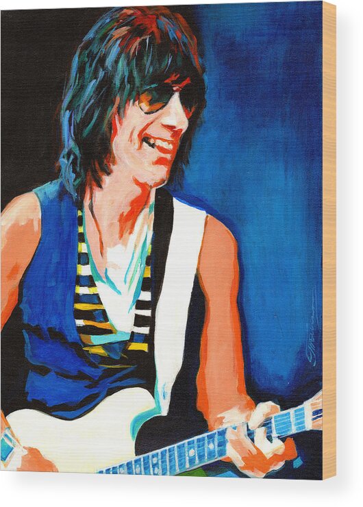 Tanya Filichkin Wood Print featuring the painting Jeff Beck. Brush With the Blues by Tanya Filichkin