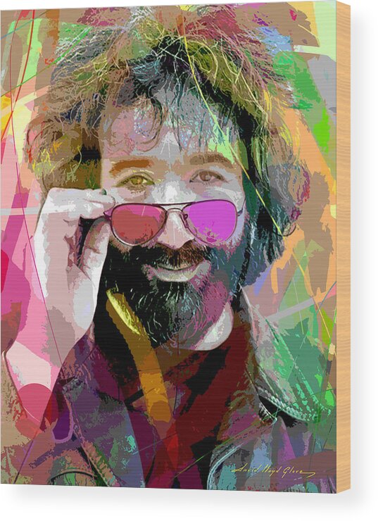 Pop Art Wood Print featuring the painting Jerry Garcia Art by David Lloyd Glover