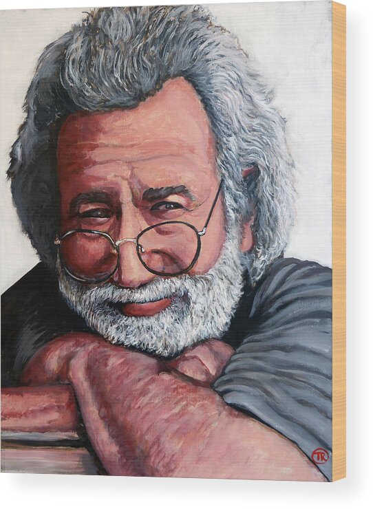 Jerry Wood Print featuring the painting Jerry Garcia by Tom Roderick