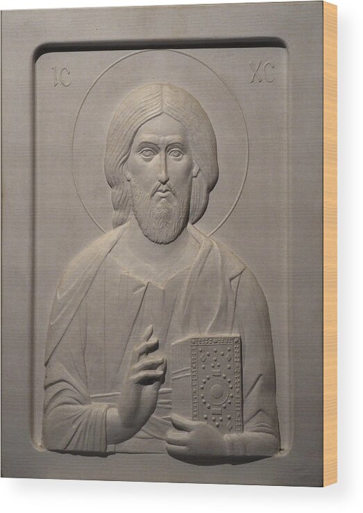 Jesus Wood Print featuring the relief Jesus Christ by Ivan Markovic