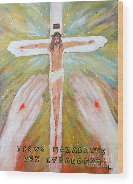 Jesus Wood Print featuring the painting Jesus - King of the Jews by Karen Jane Jones