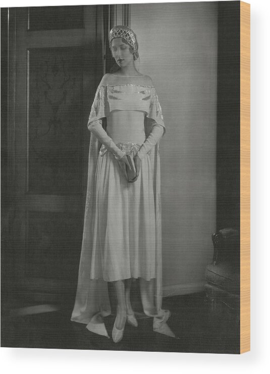 Accessories Wood Print featuring the photograph Joan Clement Wearing A Lanvin Wedding Dress by Edward Steichen