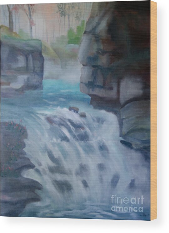 Johnston Canyon Wood Print featuring the painting Johnston Canyon by Laurel Best