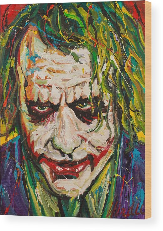 Joker Wood Print featuring the painting Joker by Michael Wardle