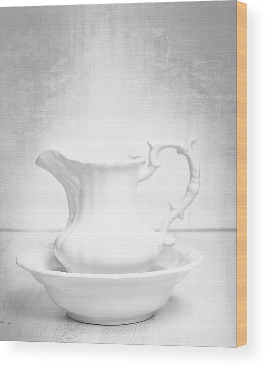White Wood Print featuring the photograph Jug And Bowl by Amanda Elwell