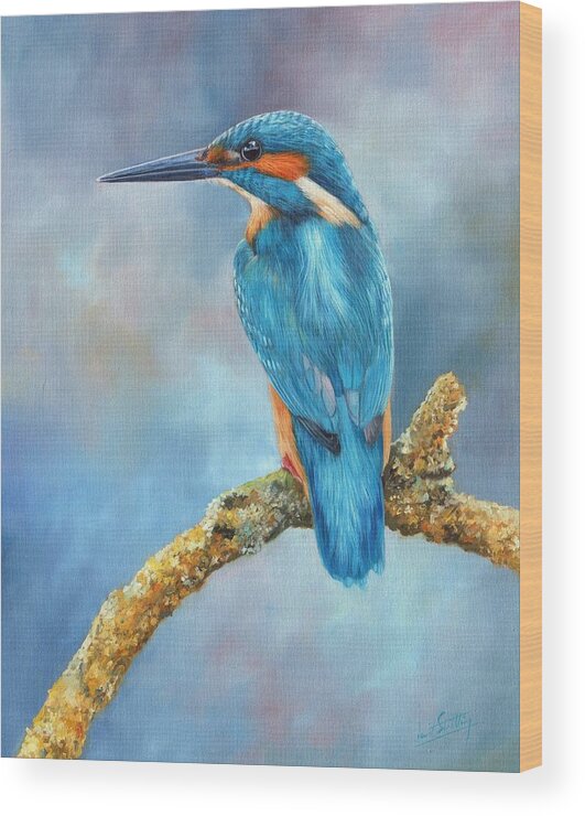 Kingfisher Wood Print featuring the painting Kingfisher by David Stribbling